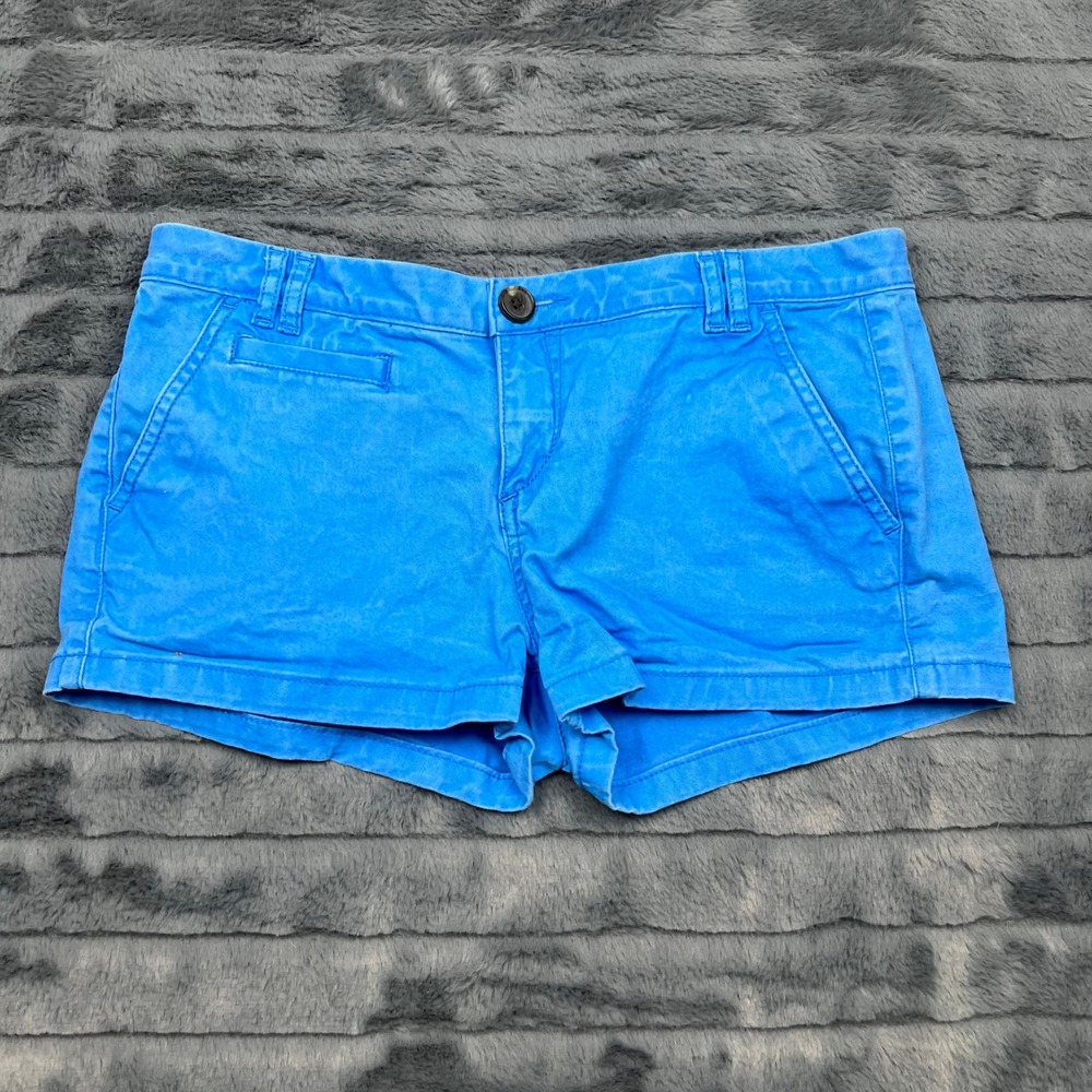 Express Women Blue Chino Shorts Size 4 Stretch Cotton Twill Mid Rise Casual